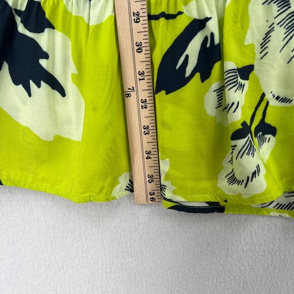 MAAJI Enchanted Mystery Mini Swim Coverup Dress Women L Lime Green Floral Ruffle - Picture 16 of 16